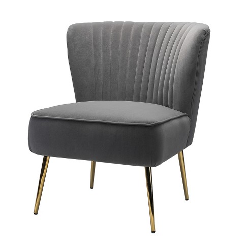 Quentin Velvet Accent Side Chair With Golden Metal Base | Karat Home ...