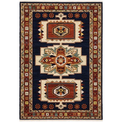Oriental Weavers Lilihan 090B6 Blue/ Red Indoor Area Rug - 2' x 3'