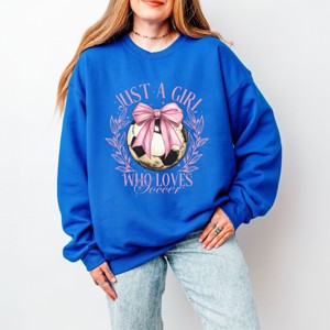 Simply Sage Market Just A Girl Who Loves Soccer Coquette Sweatshirt - 1 of 4