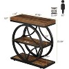 Tribesigns Side Table for Living Room, Industrial End Table with 3-Tier Storage, Wooden Bedside Nightstand with Metal Frame, Brown - 3 of 4