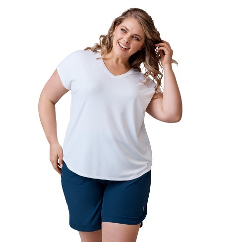 Free Country Women's Plus Size Microtech Chill B Cool Tee White 3x : Target