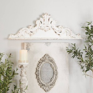 Olivia & May Wood Geometric Carved Arabesque Wall Decor White : Farmhouse Style, Botanical Carving, Vertical Orientation - 1 of 4