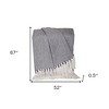HomeRoots 52" X 67" Gray and Ivory Woven Cotton Herringbone Throw Blanket with Fringe - 3 of 4