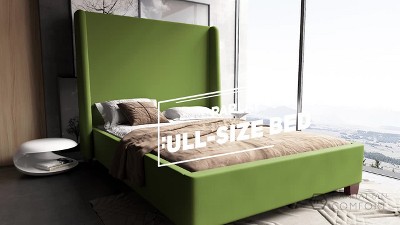 Queen Velvet Upholstered Wood Frame Bed with Slats