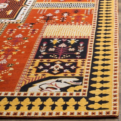 Classic Vintage Orange and Gold 8' x 10' Wool Area Rug