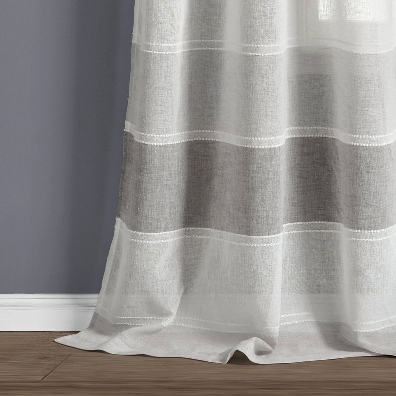 Set of 2 38"x84" Textured Stripe Grommet Sheer Window Curtain Panels - Lush Décor, 5 of 8
