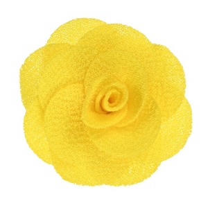 Unique Bargains Silk Alloy Camellia Flower Brooch Lapel Pin for Men Women Suit 2 x 1.3 inch 1 Pc - 1 of 4