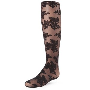 Memoi Fancy Floral Girls Sheer Tights Black 2-4 - 1 of 2