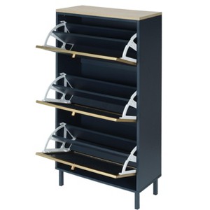 NicBex Freestanding 3 Metal Door Shoe Cabinet with 3 Flip Drawers and Metal Base for Hallway,Living Room and Entryway - 1 of 4