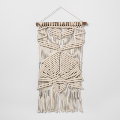 Woven Cotton Macrame Wall Tapestries Cream 16"x 26" - Opalhouse™