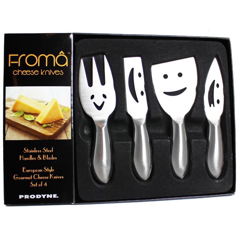 PRODYNE K4F STAINLESS STEEL  CHEESE KNIVES WITH HAPPY FACES -SET OF 4, 2 of 3