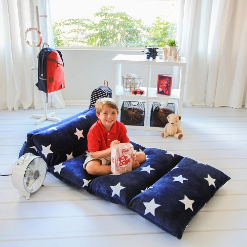 Loungie Navy Stars Bean Bag Covers Microfiber 88 in. x 26 in.