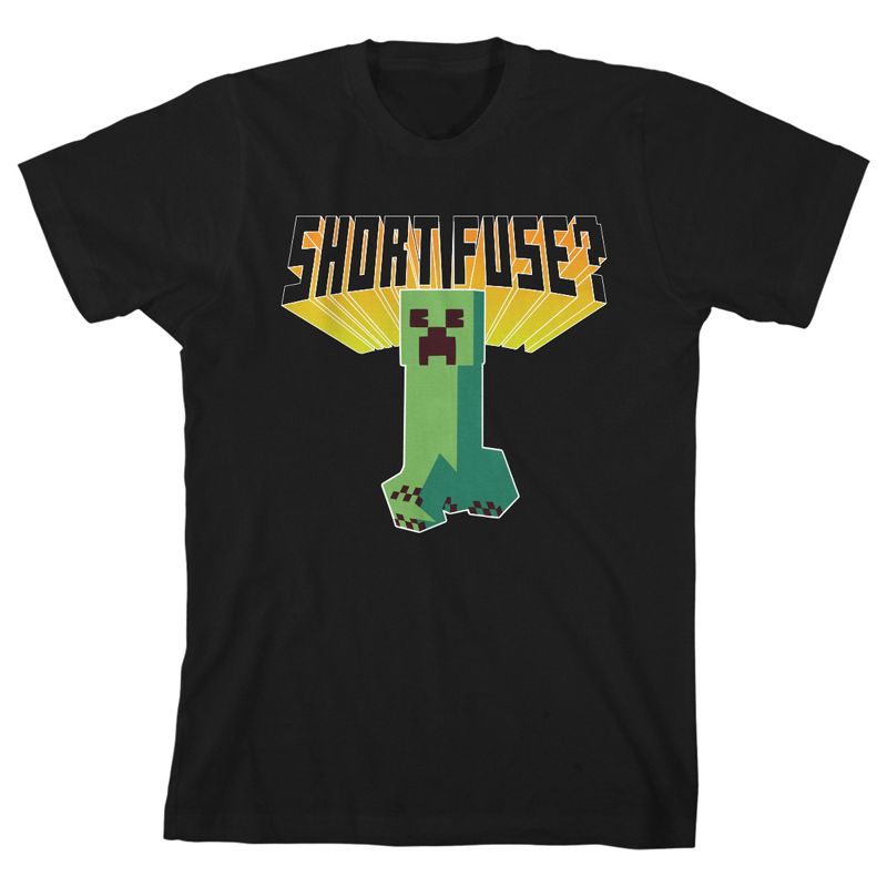 Minecraft Short Fuse Crew Neck Short Sleeve Black Youth T-shirt, 1 of 4