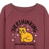 Women's - Instant Message - Overthinking and Getting Hangry Lightweight French Terry Wide Neck Long Sleeve Graphic Shirt - 2 of 4