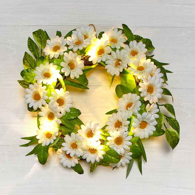 The Lakeside Collection Sunshine Daisies Home Decor - Lighted Wreath, 3 of 6