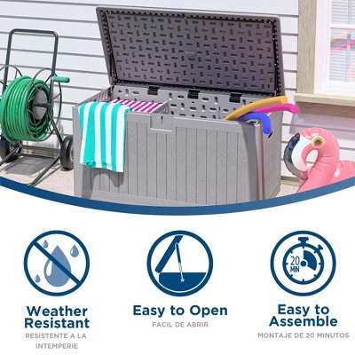 COSCO 150 Gallon Gray Plastic Outdoor Storage Deck Box