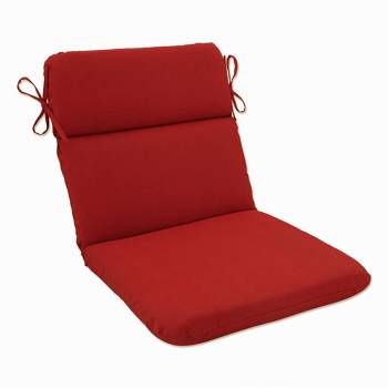 Outdoor/Indoor Rounded Chair Pad Splash Flame Red - Pillow Perfect