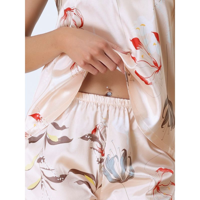 cheibear Women's Sleeveless Cami Shirt Satin Nightwear Sleepwear Pajama Sets, 4 of 6