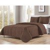 Home Mart Goods Brown 3 Piece Modern Geometric Solid Soft Plush Cozy Bedspread Quilt Set - 3 of 4