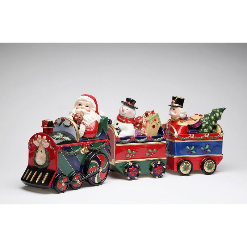 Kevins Gift Shoppe Ceramic Train Set Canisters with Santa Frosty and The Nutcracker, 1 of 4
