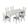 VECELO Farmhouse Style Dining Table Set, Rubber Wood Table and Upholstered Dining Chairs, Gray - 2 of 4