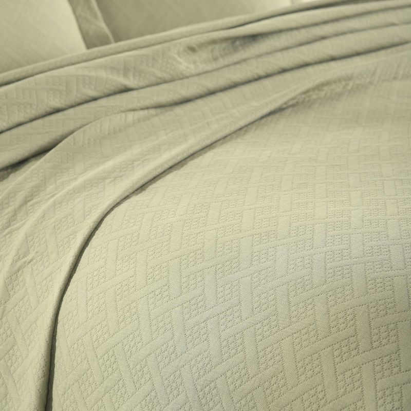 Basketweave Jacquard Matelass Cotton Bedspread Set by Blue Nile Mills, 4 of 8