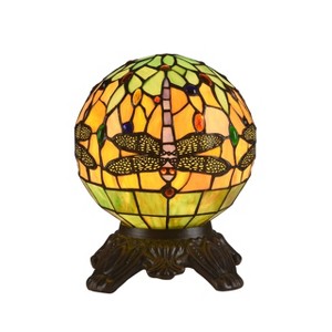 Chloe Lighting "demoiselle" Tiffany-Style 1 Light Dragonfly Table Lamp 8" Shade - 1 of 4