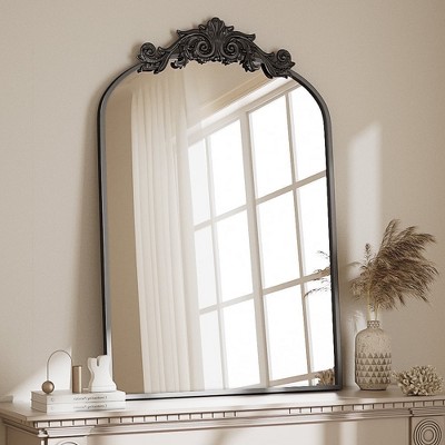 BEAUTYPEAK Vanity Wall Mirror Decorative Vintage Arched Bathroom Mirror Classic Designed Mirror