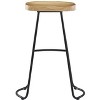 Set of 2 Metal and Ash Wood Bar Stool, Exotic Boho , Dining Room, GRIS - 3 of 4