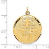 Black Bow Jewelry 14k Yellow Gold Chinese Long Life Symbol Disc Pendant, 25mm (1 inch) - 3 of 4