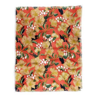 Marta Barragan Camarasa Flowering Sweet Bloom Woven Throw Blanket Orange - Deny Designs