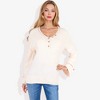 Anna-Kaci Women's V-Neck Henley Knit Sweater with Button Details - 3 of 4