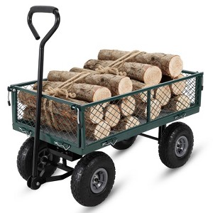 Heavy Duty Steel Garden Cart Folding Utility Wagon with Removable Cart Liner - 1 of 4