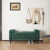 46.5" Bedroom Storage Bench, Velvet Upholstered Tufted End of Bed Bench with 2 Pillows & Rolled Arms - 3 of 4