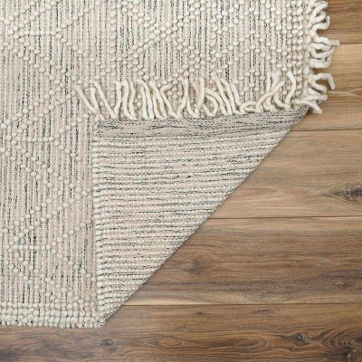 Ivory and Black Handwoven Wool Cotton 8' x 10' Area Rug