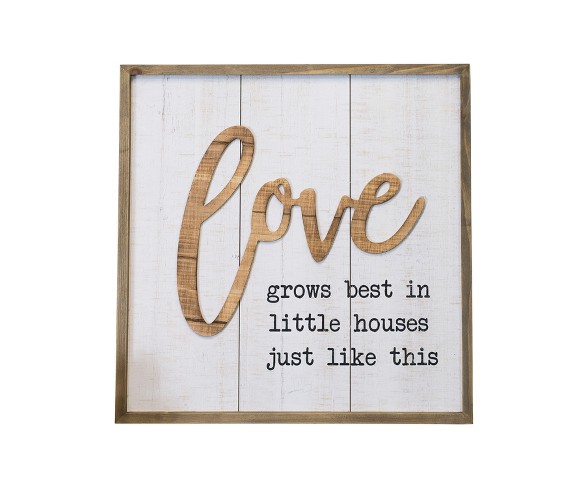 Wood "Love" Wall Sign Panels White 20.1" x 20.1" - VIP Home & Garden