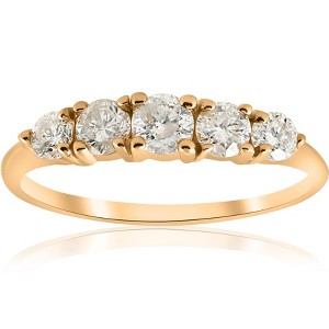 Pompeii3 1 ct TDW 5-Stone Graduated Diamond Anniversary Engagement Ring 14k Yellow Gold - 1 of 4