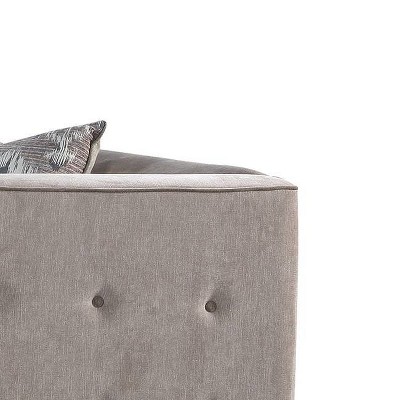 Cyndi Gray Velvet Accent Chair with Wooden Legs