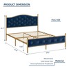 Velvet Upholstered Platform Bed with Button Tufted Headboard - 2 of 4