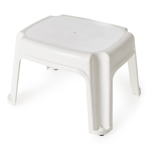 Gracious Living 9.5 Inch Tall Sturdy Non Slip Plastic Single Level Home Step Stool for Kitchen Bathroom Laundry or Pantry White