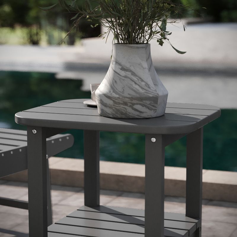 Emma and Oliver Two Tier Polyresin Adirondack Side Table - All-Weather for Indoor/Outdoor Use, 4 of 11