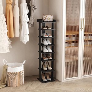 Tree City - Slim 7-Tier 45'' Vertical Wooden Shoe Rack for Entryway, Closet & Small Spaces ¨C Holds 7¨C10 Pairs - 1 of 4
