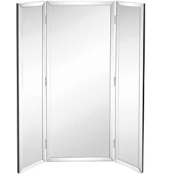 Hamilton Hills 48" x 40" Silver Trifold Mirror With Full-Length Beveled Edges