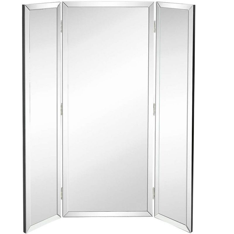 Hamilton Hills 48" x 40" Silver Trifold Mirror With Full-Length Beveled Edges, 1 of 5