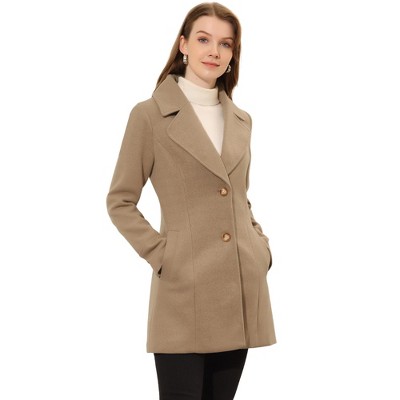 INSPIRE CHIC Women's Elegant Notched Lapel Button Single Breasted Winter Coat