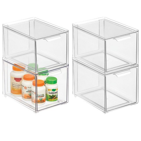 Mdesign Clarity Plastic Stackable Bathroom Vanity Storage Organizer With  Drawer - 8 X 6 X 6, 8 Pack : Target