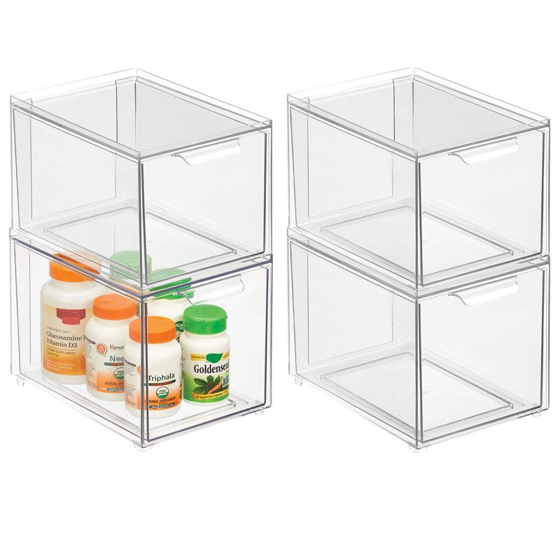 mDesign Plastic Stackable Bathroom Storage Organizer with Drawer, 1 of 9