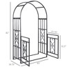 81" Metal Garden Arbor with Double Doors, Locking Gate, Climbing Vine Frame with Heart Motifs, Arch for Wedding, Bridal Party Decoration - 3 of 4
