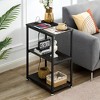 VECELO Wooden Side Table, Modern Narrow Nightstand with Drawer and Shelf for Bedroom Office,Tempered Glass, Brown/Gray/Carbon Gray - image 2 of 4