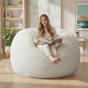 Hooseng 3.5 FT Bean Bag Chairs for Adults, Large Corduroy Bean Bag with Removable Cover, Memory Foam Filler Floor Couch for Living Room Bedroom - 1 of 4